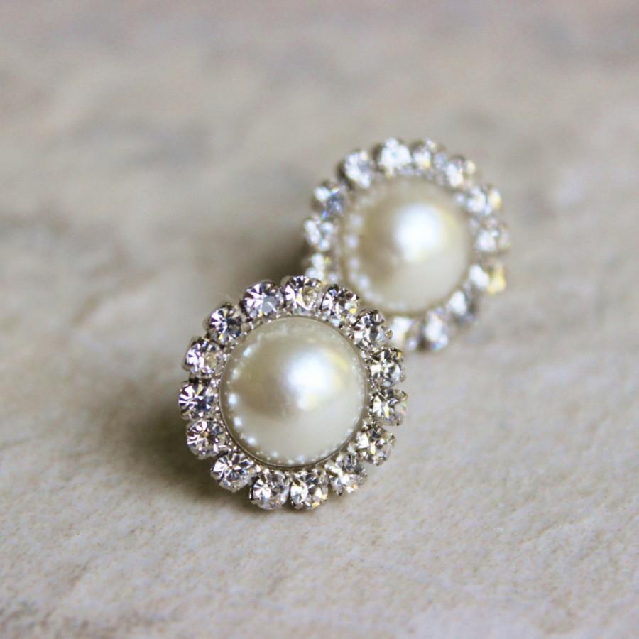 زفاف - Pearl Earrings, Bridesmaid Earrings, Ivory Pearl Earrings, Wedding Jewelry, Studs, Earrings for Bridesmaids Gift, Silver, Gold, White