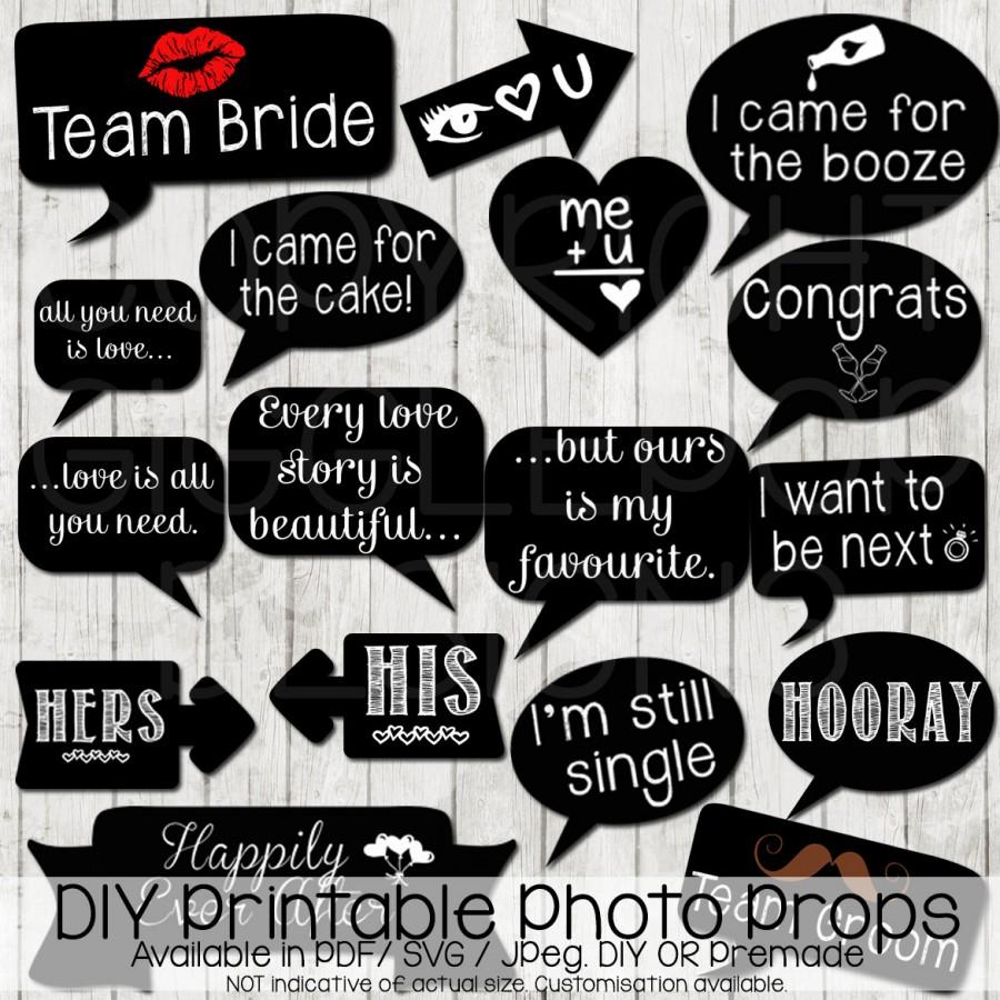 Mariage - Wedding Photo Booth Props DIY Printable Instant Download Chalkboard Party Signs SVG PDF Die Cut