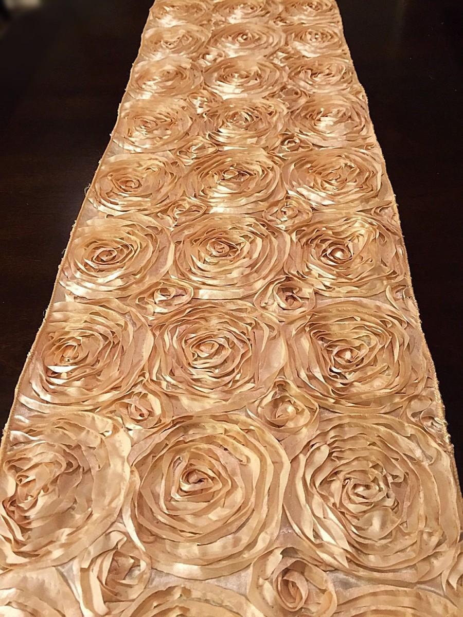 Mariage - Satin rosette table runner, home decor, wedding decor,  various colors and sizes available, fantasy fabric designs, fantasyfabricdesigns