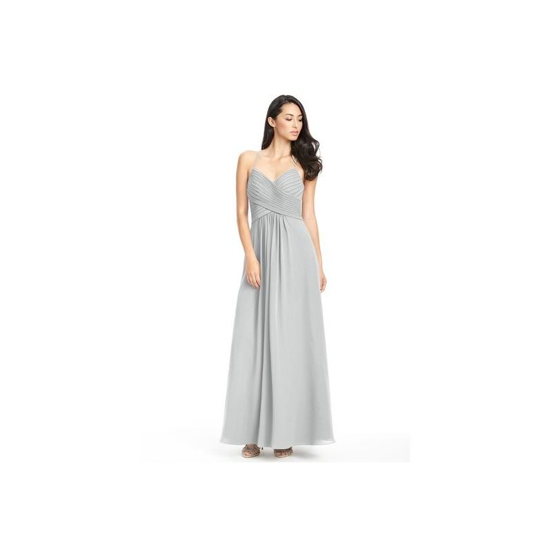 Mariage - Silver Azazie Haleigh - Chiffon Floor Length V Neck Keyhole Dress - The Various Bridesmaids Store