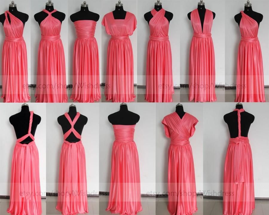 Wedding - Twist Wrap Coral Bridesmaid Dress/Variations Styles Long Bridesmaid Dress/ Formal Party Dress/ Floor Length Prom Dress/Celebrity Gown