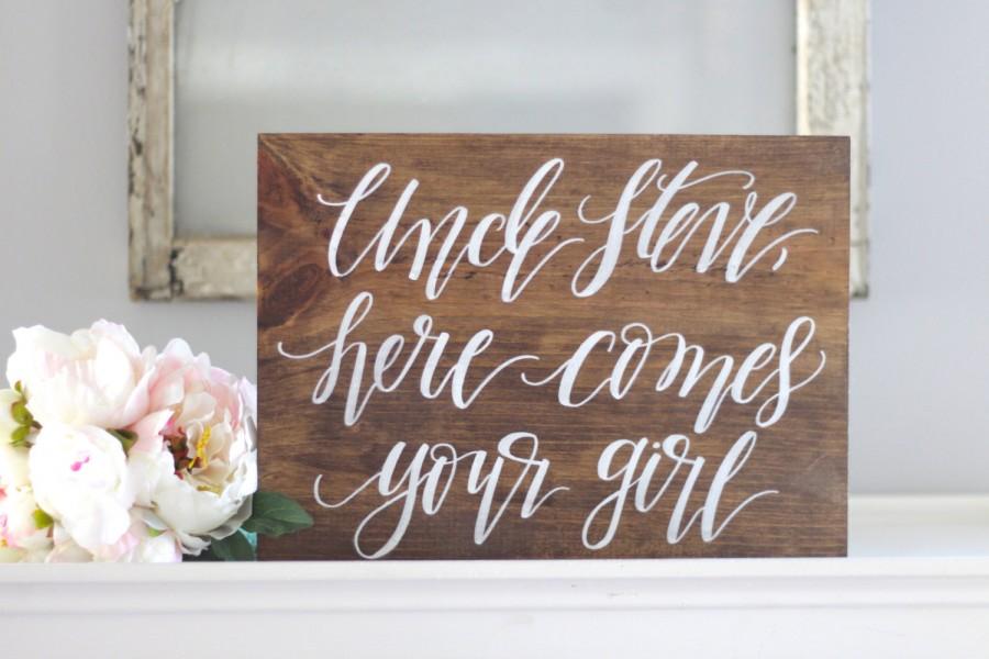 Свадьба - Rustic Wedding Sign, Ring Bearer Sign, Here Comes Your Girl, Here Comes The Bride, Ceremony Sign