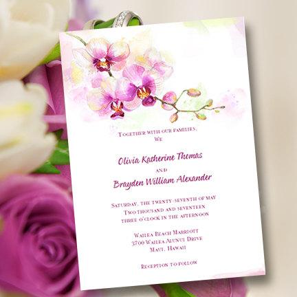 Hochzeit - Printable Wedding Invitation Template "Orchid" 