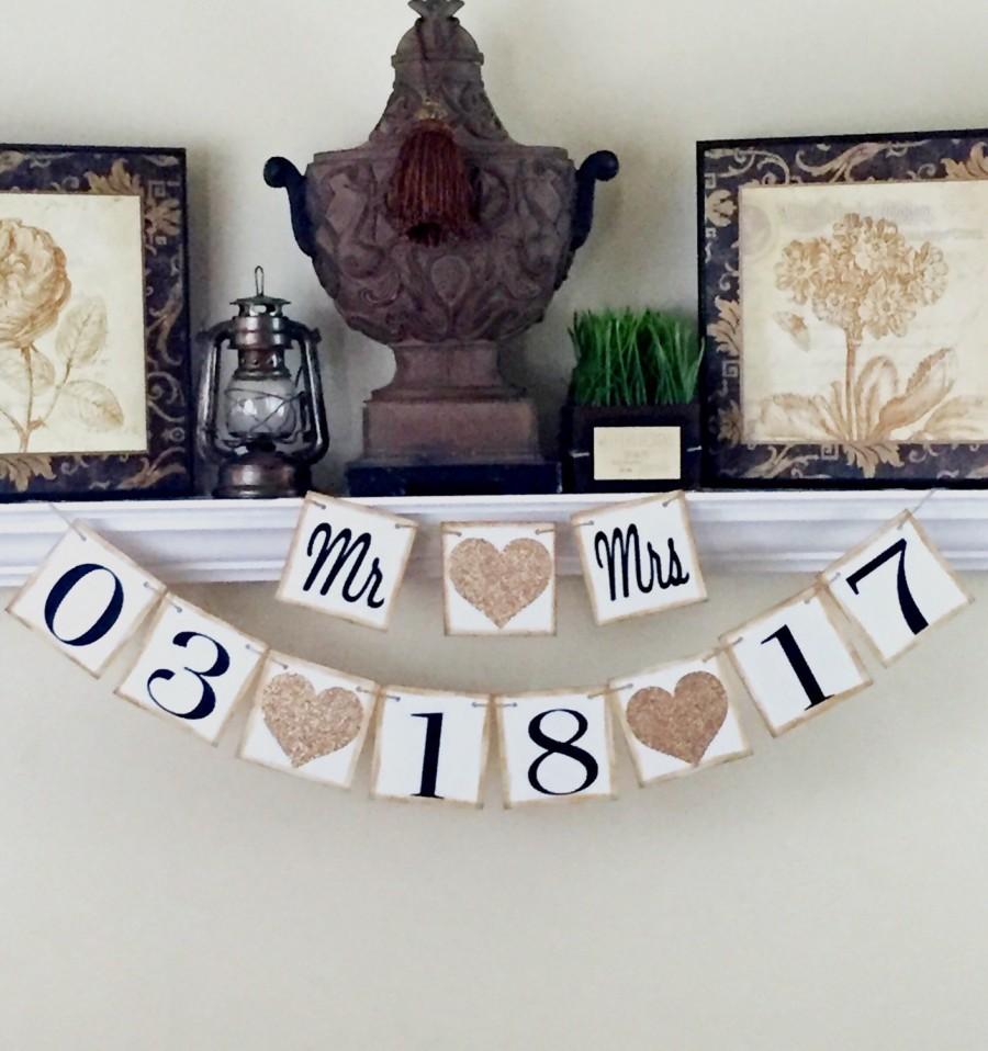 زفاف - Mr and Mrs Save the Date Banner, Wedding Date Banner, Bridal Shower Decor, Engagement Photo Prop, Wedding Banner