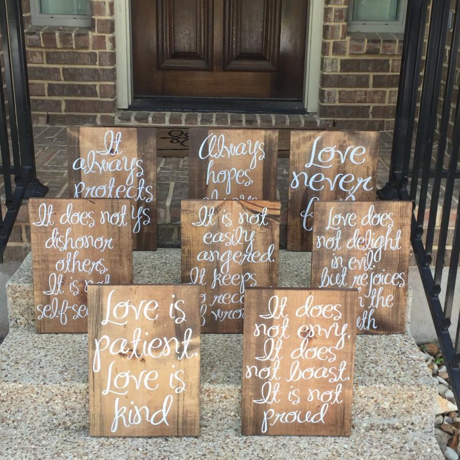 Mariage - Wedding Aisle Signs ~ Love Is Patient Love Is Kind Wood Signs ~ Love Is Patient Wedding Aisle Signs Set of 8 ~ 1 Corinthians 13 Sign
