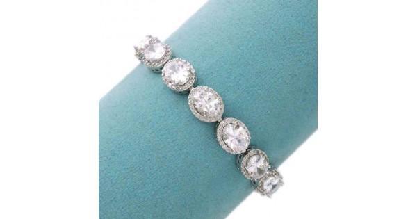 Hochzeit - Oval cubic zirconia bracelet - Bridal bracelet - MICHELLE
