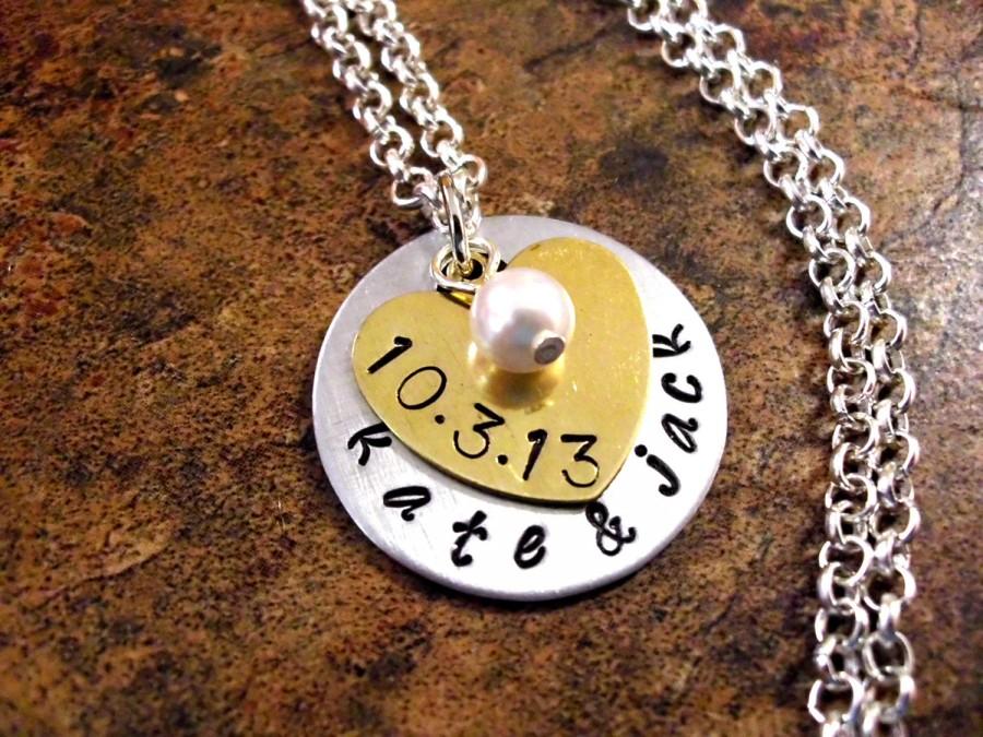 Свадьба - SALE NOW Personalized Jewelry, Wedding Necklace, Wedding Date Necklace, Engagement Jewelry, Anniversary Jewelry, Wedding Bracelet