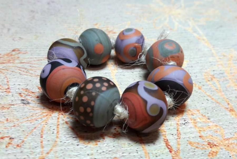 Mariage - Lampwork beads handmade Beads supplies jewelry Beads for jewelry making Murano beads Set  Beads SRA Beads brick, purple, gray. Beads matte.