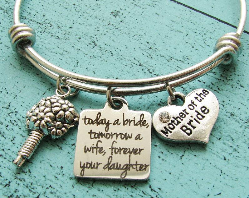 Wedding - mother of the bride gift, wedding gift for mom, bridal gift for mom from daughter, today a bride tomorrow a wife forever your daughter