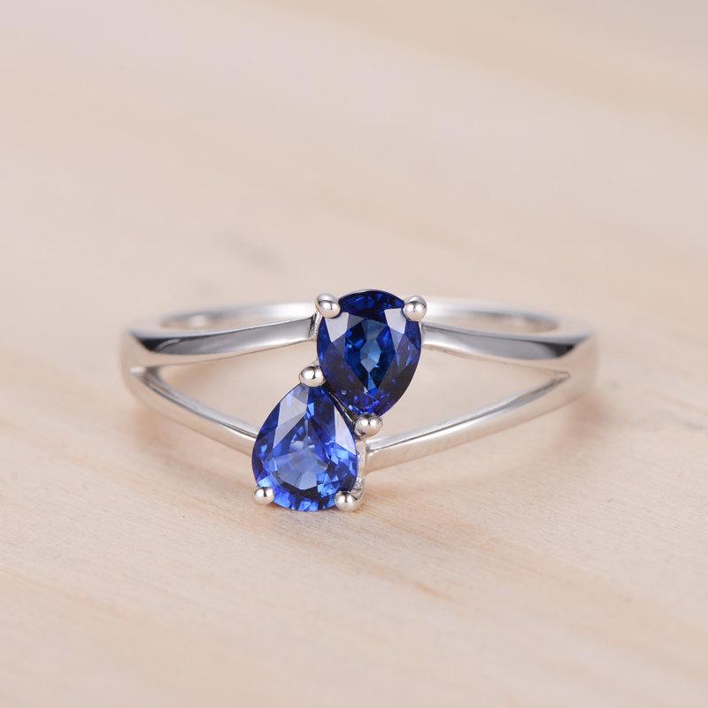 Hochzeit - Heart Shape Sapphire Engagement Ring in 14k White Gold,Sapphire Wedding Band,1.02 Sapphire Ring White Gold,Blue Gem Ring,Anniversary Ring