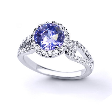 زفاف - Unheated, Ceylon Color Change and Diamond e-ring. 14K White gold, 3rd party certified.