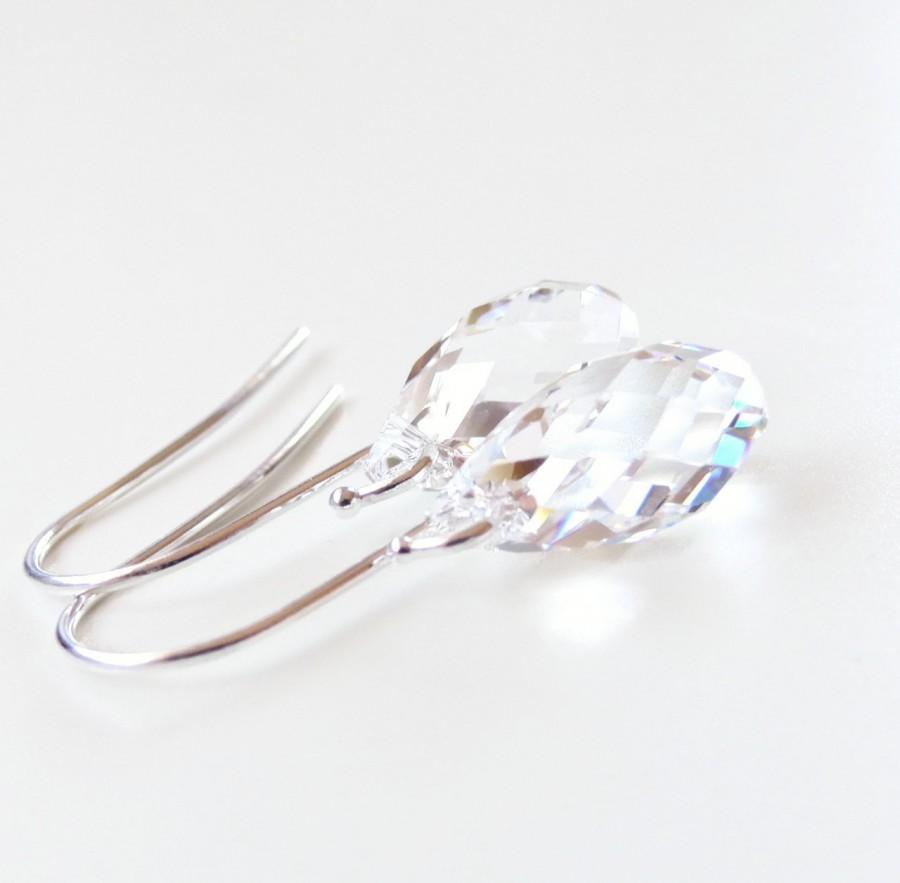 Mariage - Clear teardrop earrings - bridal earrings - bridesmaid earrings - wedding jewelry - clear earrings