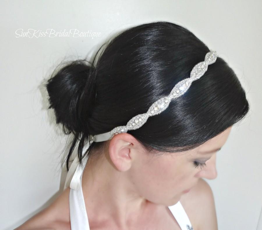 زفاف - Bridal Crystal Headband, Beaded Wedding Headpiece, Rhinestone Headband, JULIE