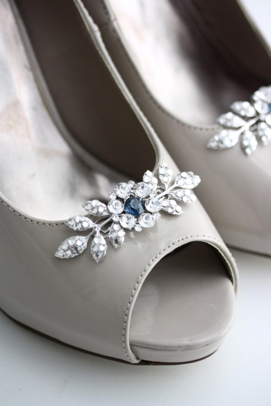 Mariage - Shoe clips Wedding Shoe Clips Crystal Shoe Clips Custom Color Something Blue Bridal Shoe Clips Leaf Shoe Clips Custom Shoe Clips MACY