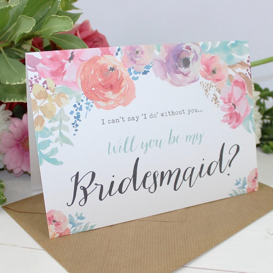 Hochzeit - Will you be my Bridesmaid? Card - Wedding - Watercolour Flowers