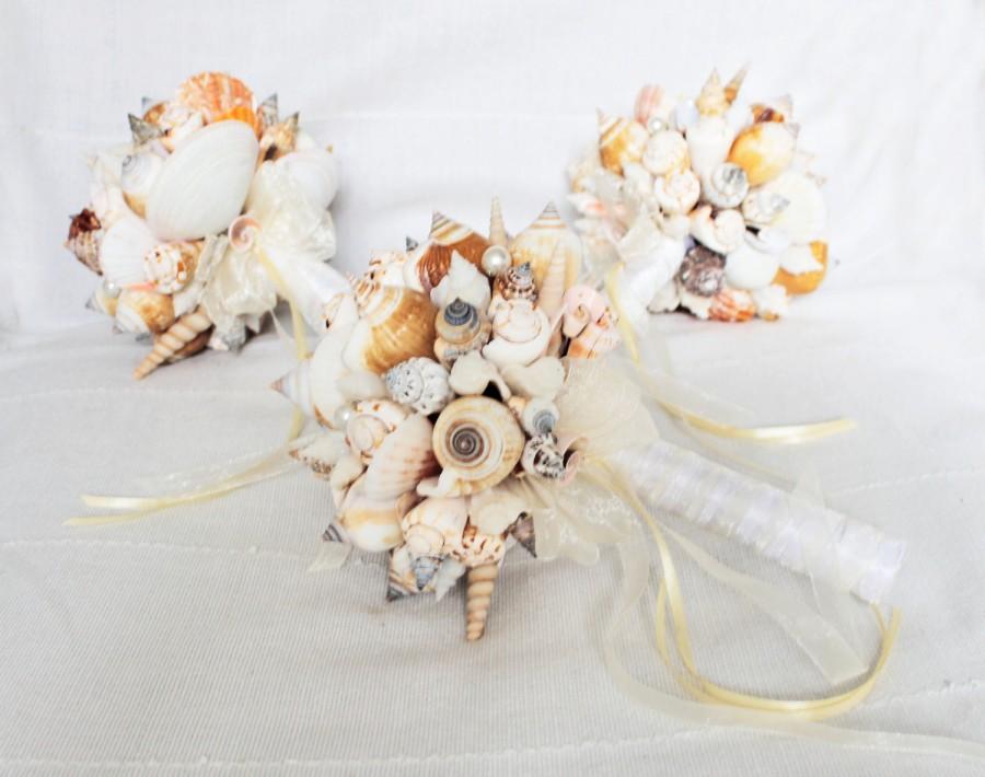 زفاف - Sea shell small bouquet " Starfish", Wedding bouquet Handmade,  sea shell bouquet, Beach Wedding