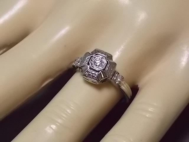 Wedding - Sale! 1930s Antique Diamond Ring .20Ctw White Gold 18K 3.4gm size 7 Wedding or Engagement Ring