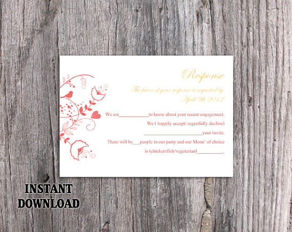Wedding - DIY Wedding RSVP Template Editable Word File Instant Download Rsvp Template Printable RSVP Cards Red Rsvp Card Template Elegant Rsvp Card
