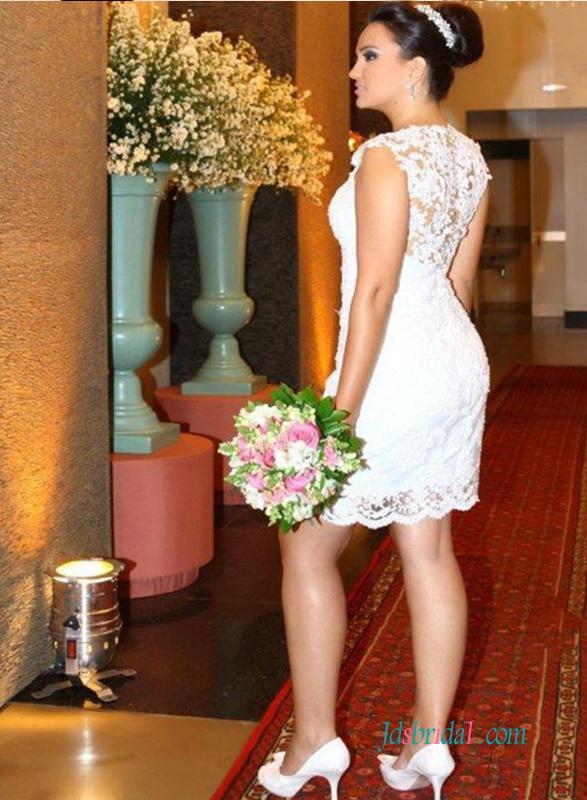 Hochzeit - Convertible short and long lace wedding dress
