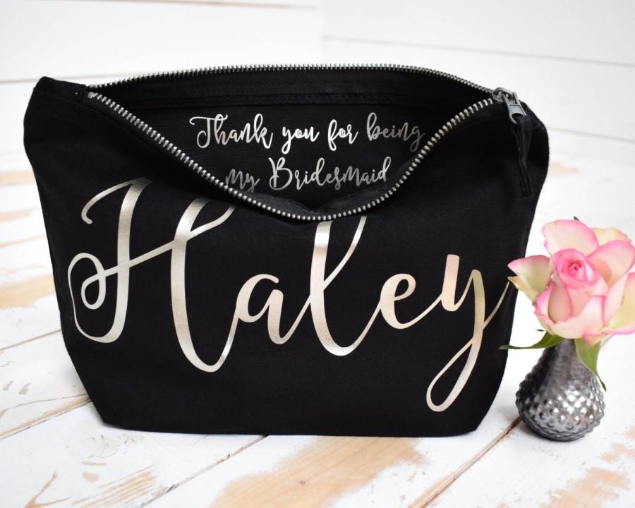 Свадьба - Personalised Bridesmaid Gift Make Up Bag - Thank you Bridesmaid, Maid of Honour Gift - Unique Gift for Bridal Party, Makeup Cosmetic Bags