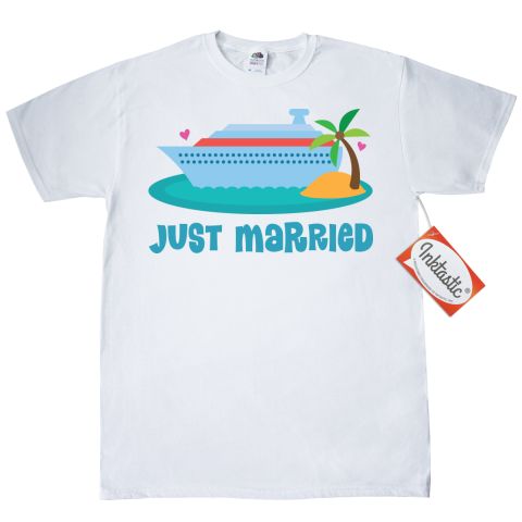 زفاف - Just Married Honeymoon Cruise T-Shirt - White 