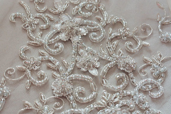 زفاف - Couture Wedding Veil Heirloom Veil in Ivory  - Silver (Made to Order)