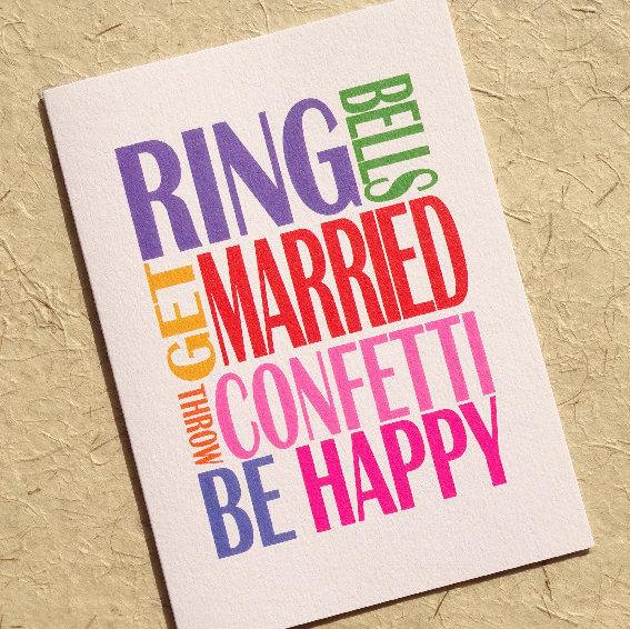 Wedding - Wedding Card - Newly Wed - Wedding Day Card - Just Married - Friend Wedding - Bridal Shower Card - Engagement - Confetti - Wedding Bells