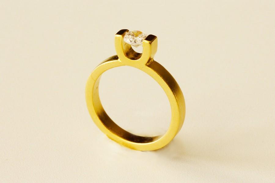 زفاف - Diamond Engagement ring ,modern diamond ring,Gold engagement ring,gold promise ring,unique promise ring,minimal engagement ring