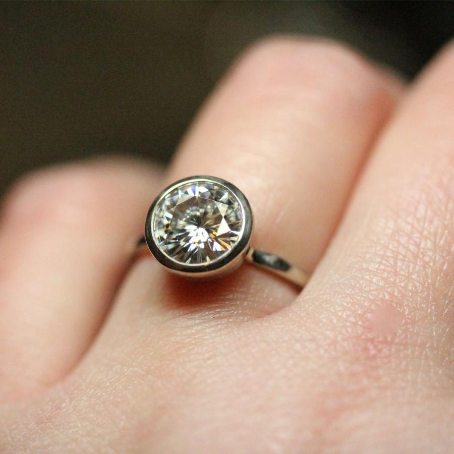 زفاف - 8mm Moissanite 14K Gold Engagement Ring, Stacking Ring, Wedding Ring, Solitaire Ring - Made To Order
