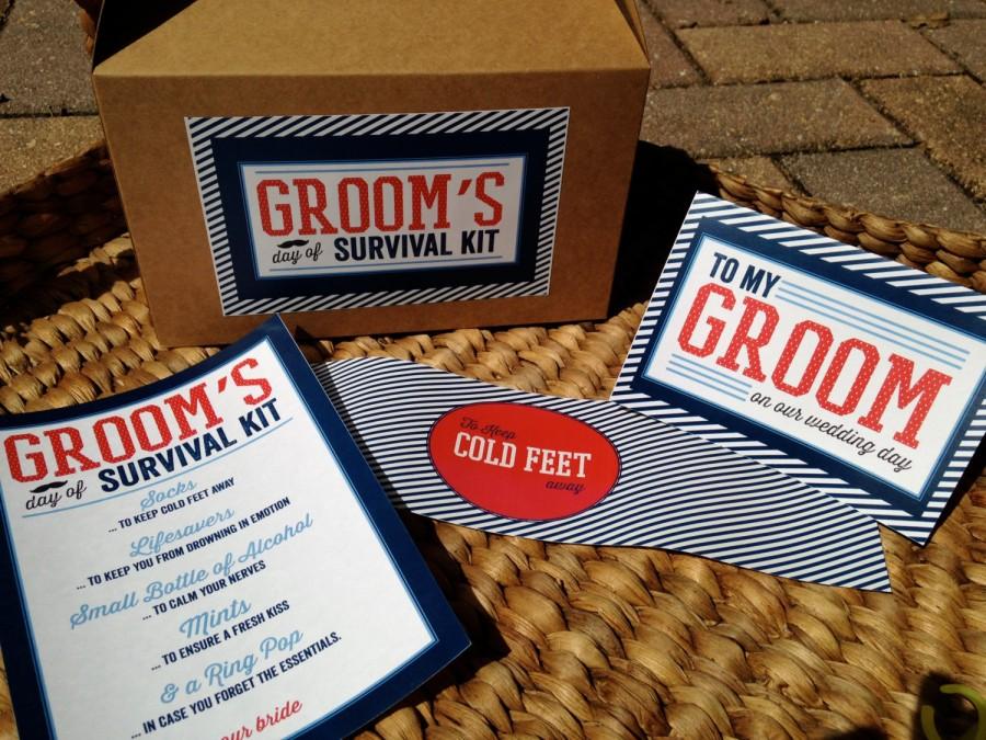 زفاف - PRINTED Groom's Day of Survival Kit - 4 piece set