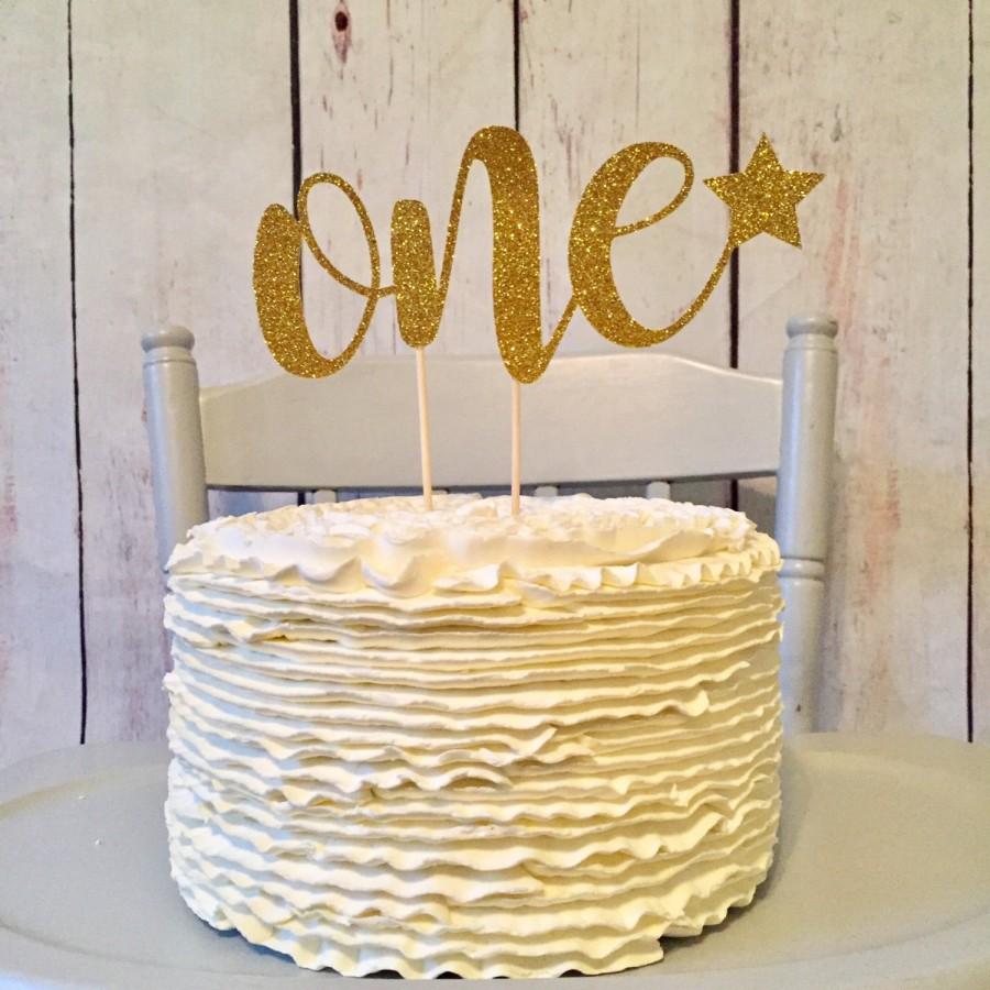 Hochzeit - Twinkle twinkle little star, first birthday, first birthday decorations, gold glitter cake topper, baby shower, star cake topper