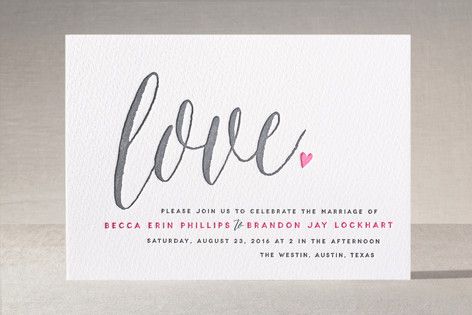 Wedding - "Charming Love" - Customizable Letterpress Wedding Invitations In Pink By Melanie Severin