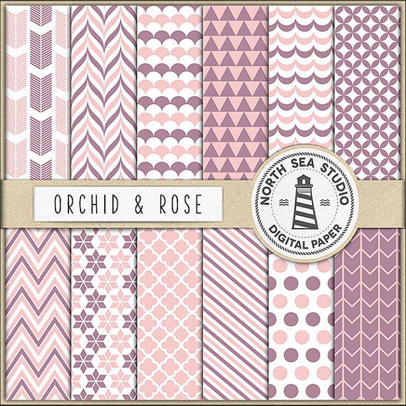 Hochzeit - Orchid And Pink Digital Paper Pack 