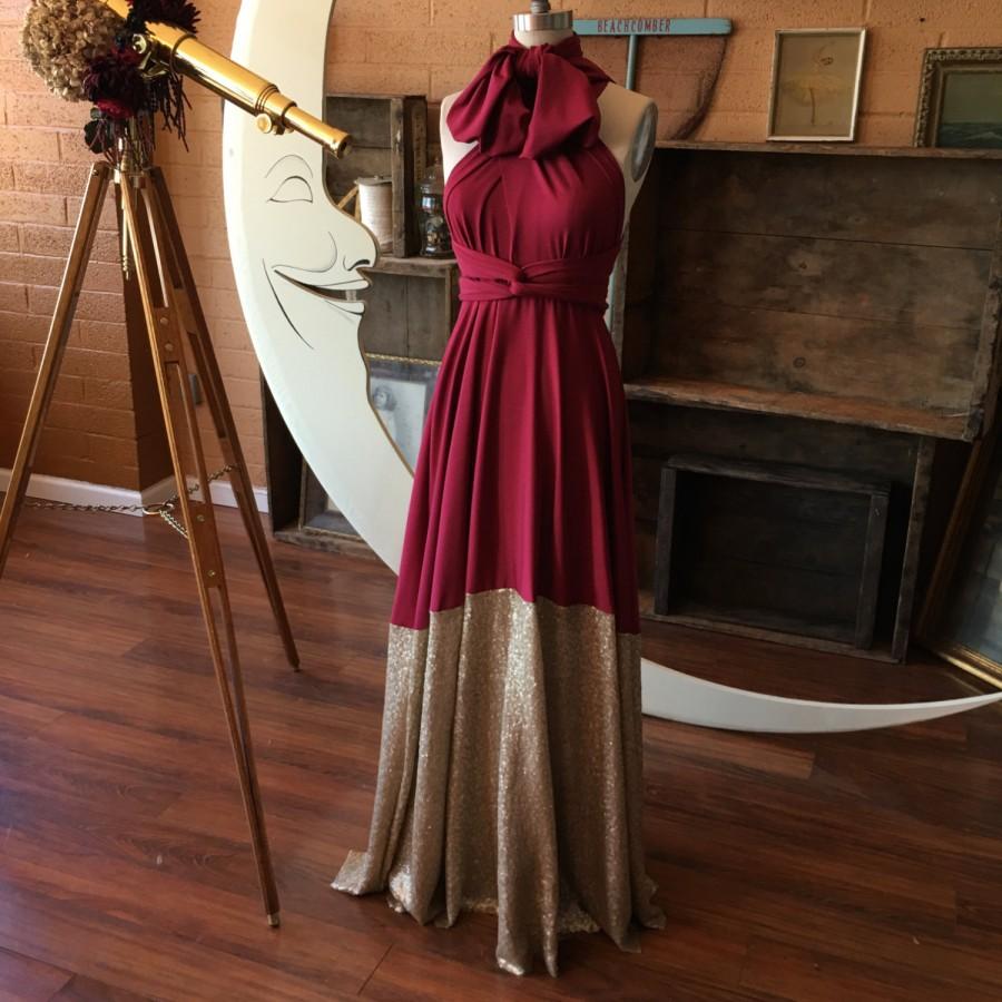 Wedding - Bella Luna Infinity Convertible Dress with Sequin Dip~ Custom Choose your fabrics.  MOH, Bridesmaids, Prom, Military Ball, Maternity