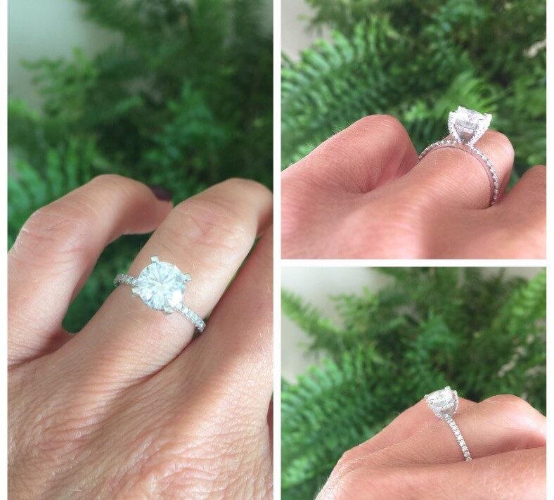 زفاف - Forever One & Natural Diamonds Engagement Ring .40ct Diamonds Round Center Forever One 1.50ct 18k White Gold Anniversary Wedding Ring