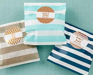 زفاف - Beter Gifts® Striped Paper Favor Bags - Copper Foil