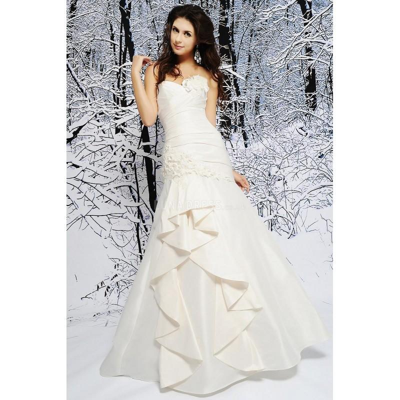 Mariage - Taffeta Fit N Flare Sweetheart Natural Waist Floor Length Dramatic Wedding Gowns - Compelling Wedding Dresses