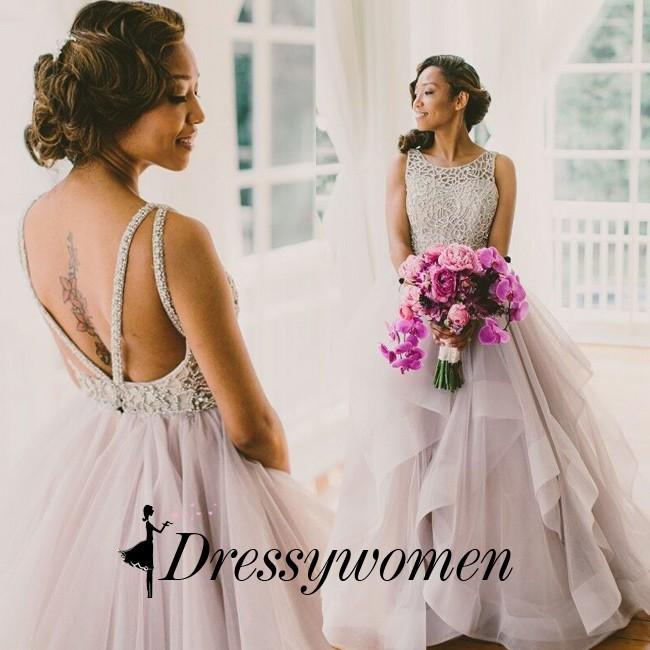 زفاف - Sexy Long Prom/Wedding Dress - Ball Gown Backless with Beading