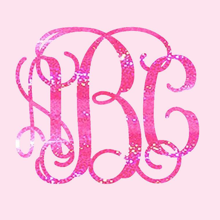 زفاف - Holographic Pink monogram Decal for car, laptop, cup, cell phone, Samsung, iphone, notebook, tumbler, boots, mailbox and MORE!