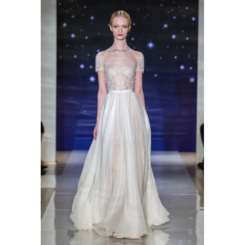 Hochzeit - Look 12 by Reem Acra - Floor length Lace A-line Illusion Short sleeve Dress - 2017 Unique Wedding Shop