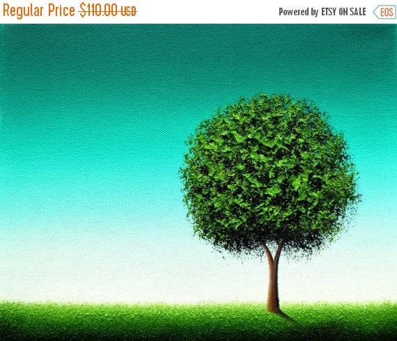 Свадьба - Textured Tree Painting, ORIGINAL Oil Painting, Impasto Painting, Green Tree Art, Abstract Greenery, Contemporary Modern Wall Art, 8x10