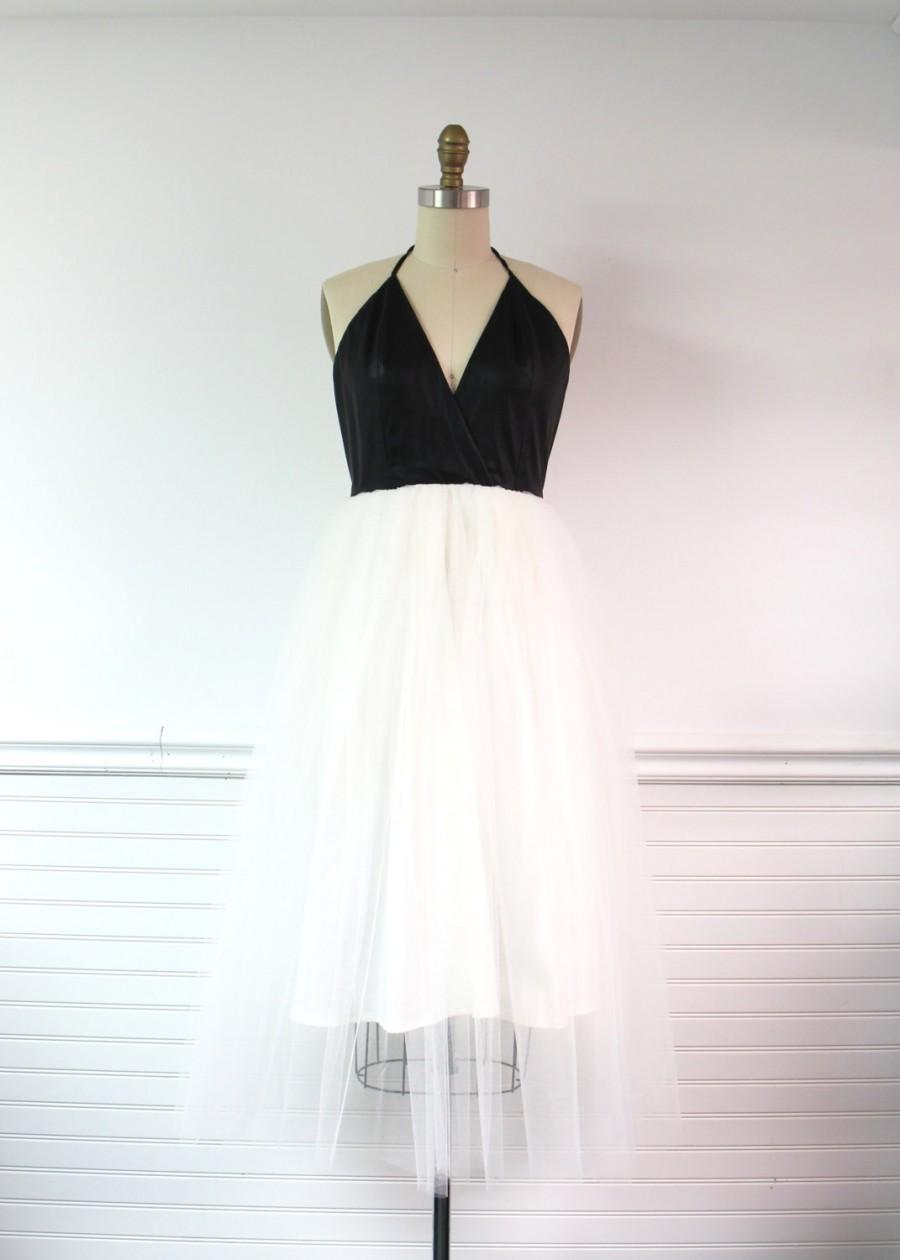 Wedding - Vera faux leather and tulle dress, Made to Order, party dress, holiday dress, tulle bridesmaid dress, ballerina dress, tea length dress