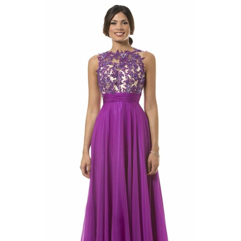 Wedding - Purple Beaded Chiffon Gown by Temptations - Color Your Classy Wardrobe