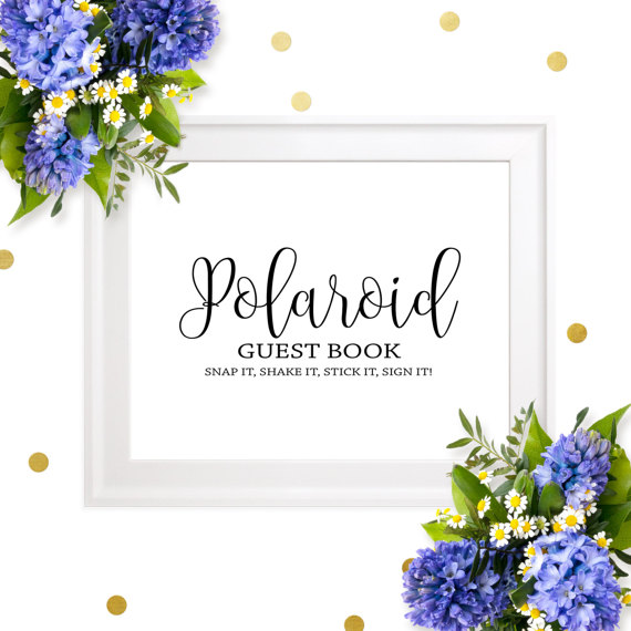 Mariage - Polaroid Guest Book Sign-Chic Calligraphy Photo Wedding Guest Book Sign-DIY Printable Sign our Guest Book-Polaroid Wedding Guest Book