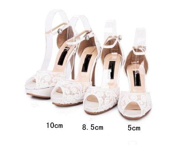 Hochzeit - See Through Ivory Lace Women's High Heels Fish Toe Wedding Shoes, S009