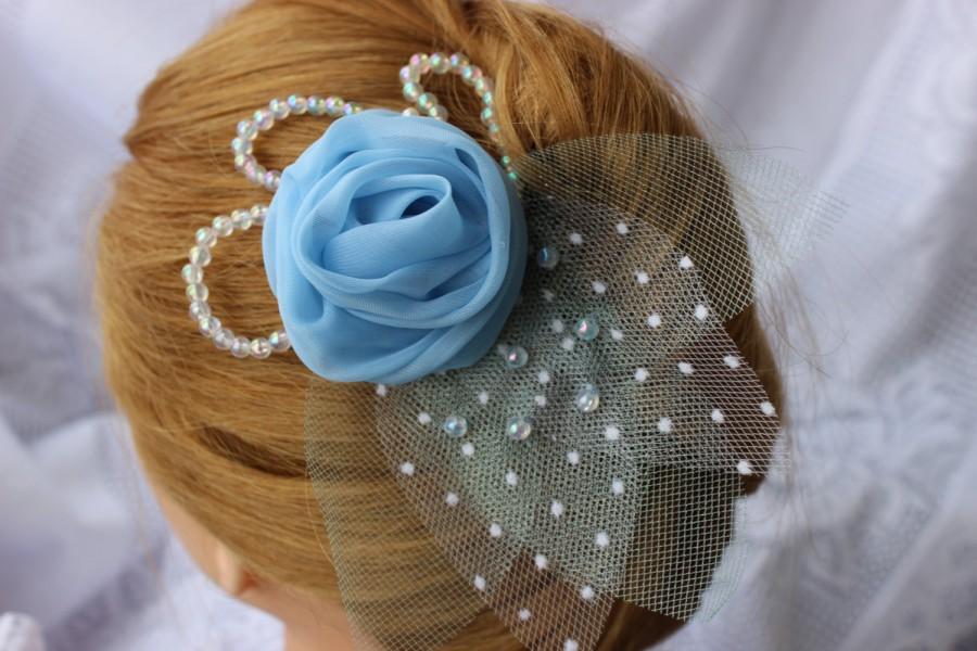Wedding - Bridal Hair Pin, Bridal Accessories, Wedding hair accessories, Blue hair flower, Bridal hair clips, Brooch for bridal