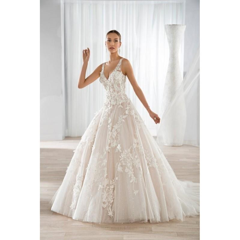 Hochzeit - Style 640 by Ultra Sophisticates by Demetrios - Sleeveless Floor length V-neck LaceTulle Ballgown Chapel Length Dress - 2017 Unique Wedding Shop