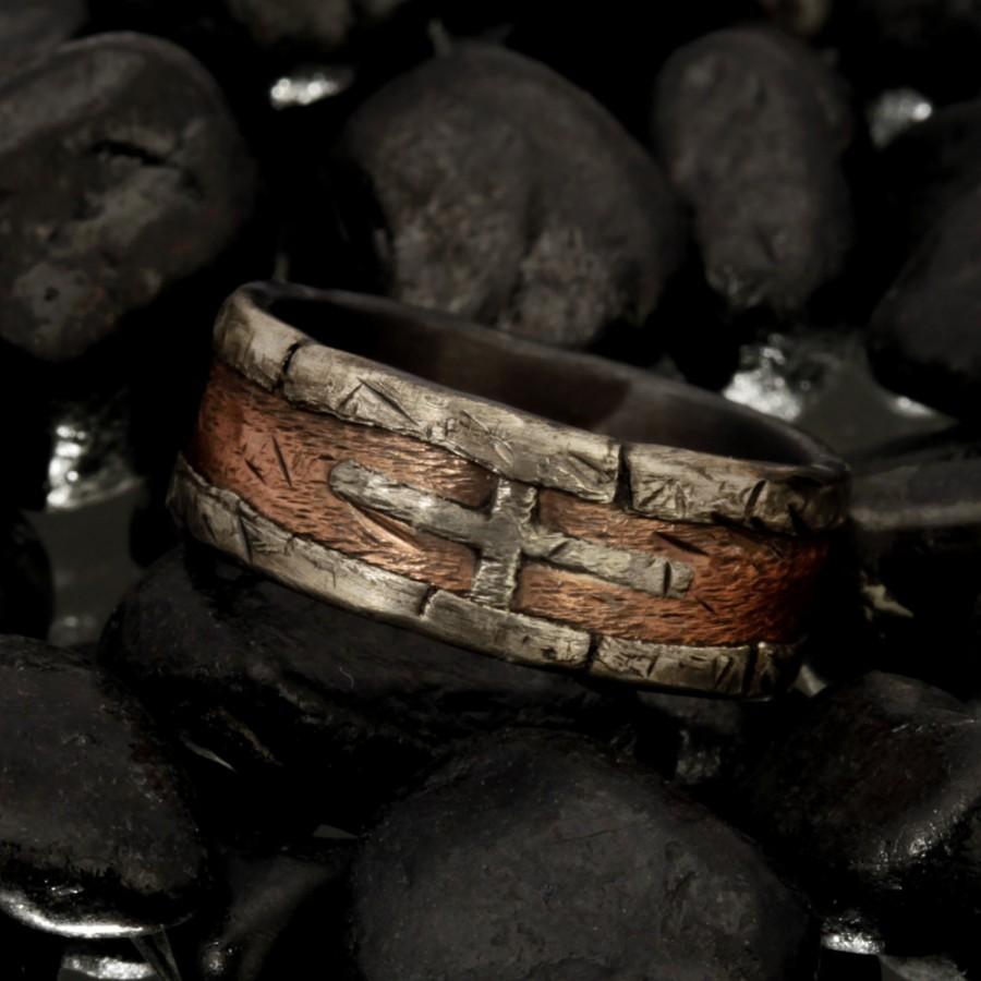 زفاف - Rustic mens ring, Unique men's ring, Mens Wedding Band, Unique Engagement Ring, Mens wedding ring, Gift for men,  RS-1163