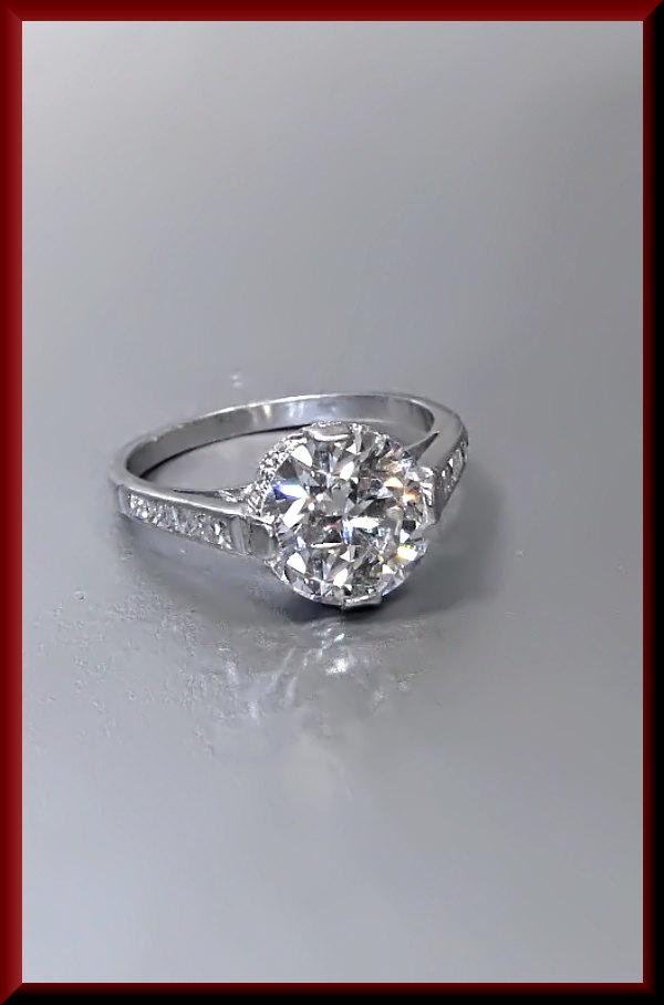 Wedding - Antique Vintage Art Deco 1920's Platinum Old European Cut Diamond Engagement Ring Wedding Ring - ER 439S