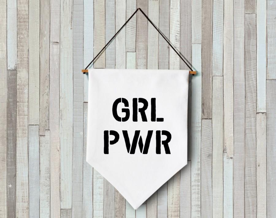 Wedding - GRL PWR wall banner hanging wall flag pennant mini banner canvas banner quote banner single pennant girl power feminist quotes felt letters